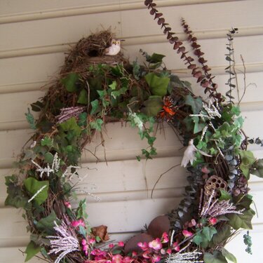 real birds nest on my wreath