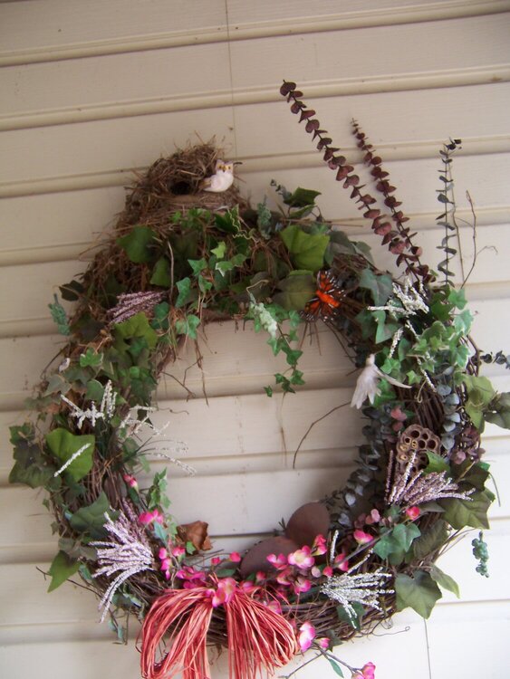 real birds nest on my wreath