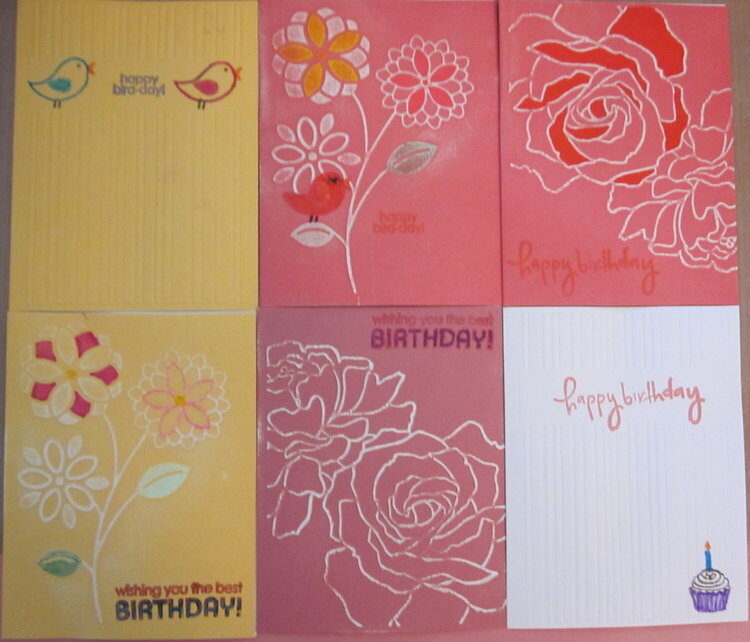 6 Embossed Birthday Cards