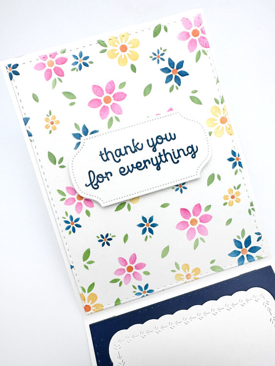 Stenciled Flowers Thank You Card