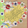 flowers and buttons b-day card