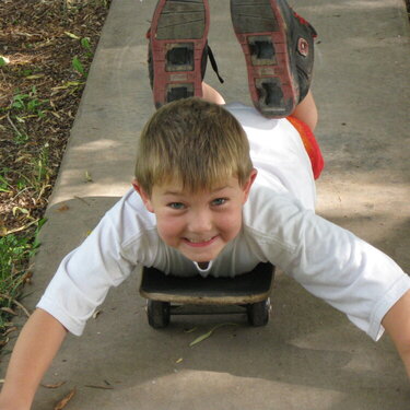 Matthew on his skateboard
