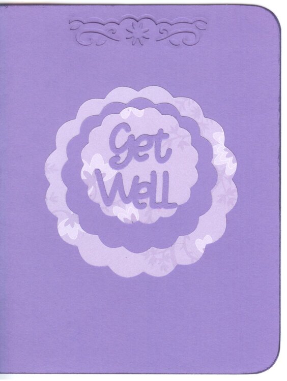 Get Well Card-Purple Nesting Flowers (Scalloped Circles)
