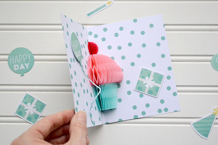 *We R* Honeycomb Cupcake Pop-Up Card