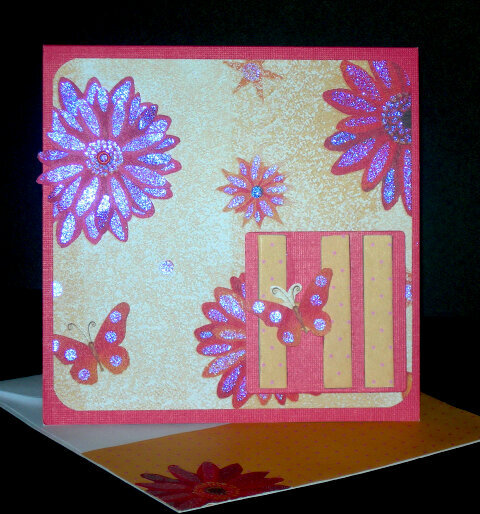Hi Glitter Flower Greeting Card