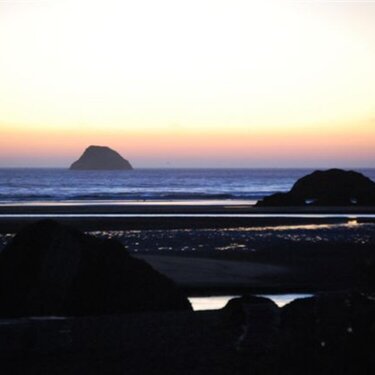 Another view of Moonstone Beach at sunset