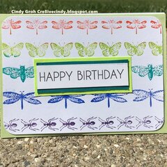 Deep Red stamps birthday card