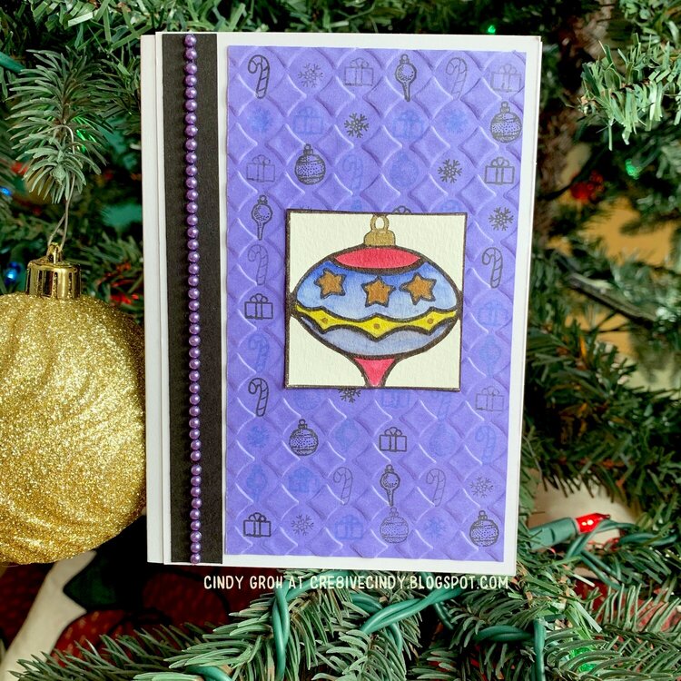 Purple pearls Christmas Ornament card