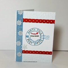 Deep Red stamps North Pole card