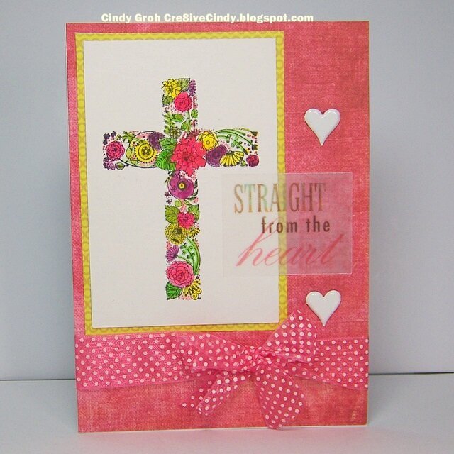 Deep Red stamps cross card