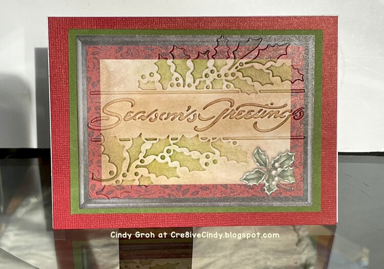 Old Journal cards that were dry embossed into Christmas cards