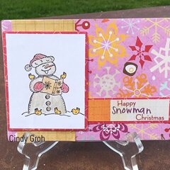 Deep Red Stamps Caroling Snowman