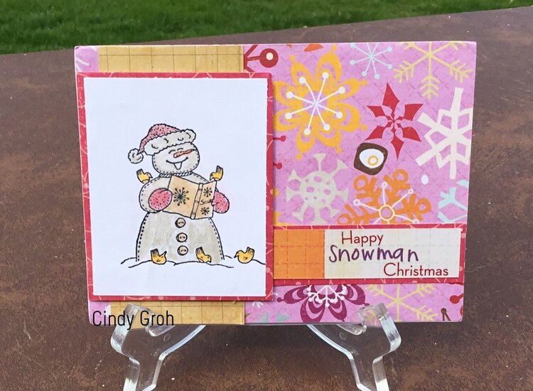 Deep Red Stamps Caroling Snowman