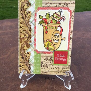 Deep Red Stamps Christmas card