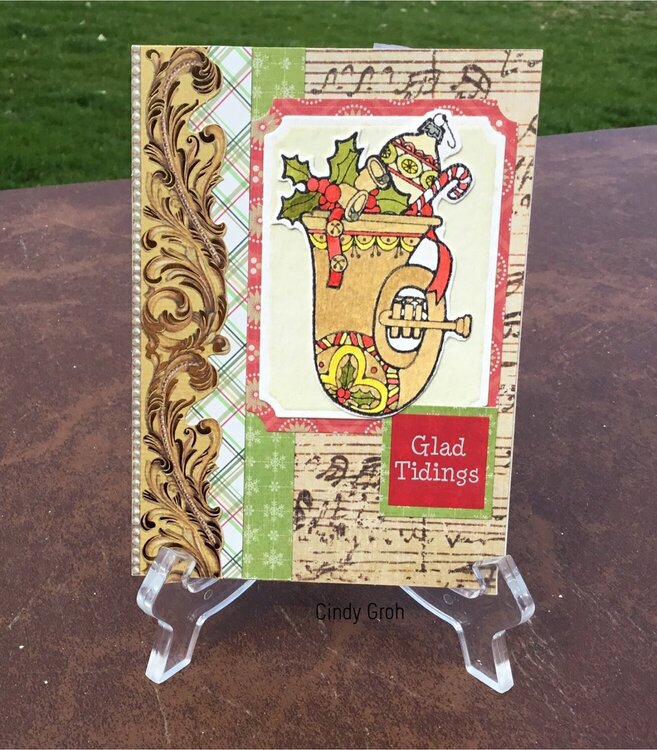 Deep Red Stamps Christmas card