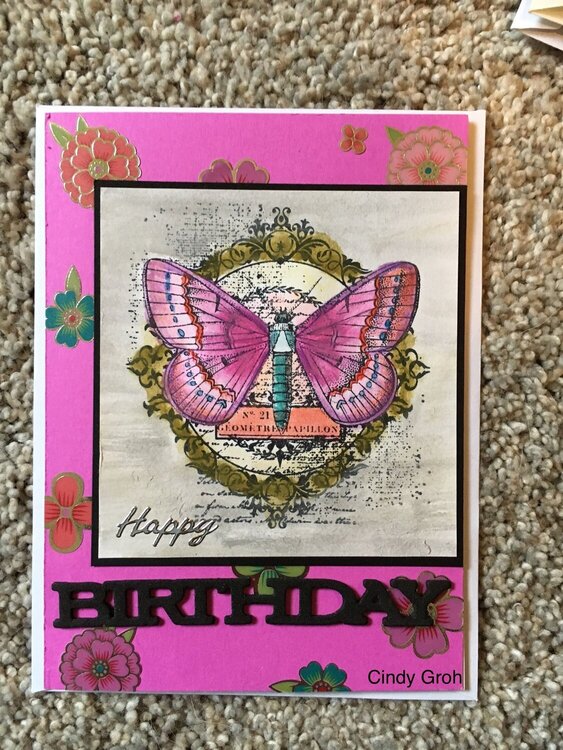 Deep Red Stamps Butterfly birthday