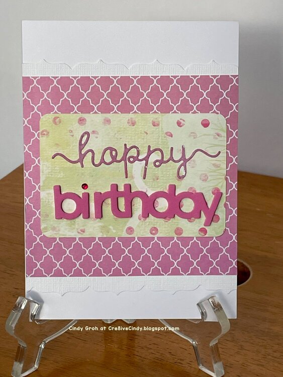 Pink and White Happy Birthday card