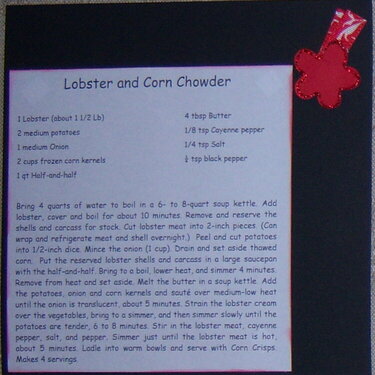 Recipe Card - Lobster and Corn Chowder