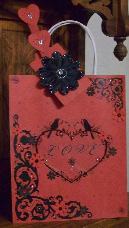 Red/Black Valentine Gift Bag, Tag, &amp; Clip