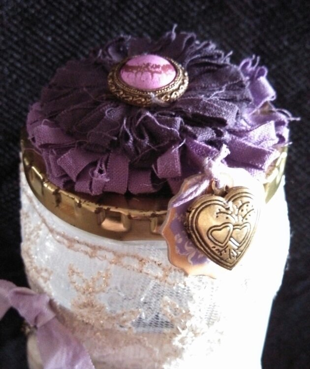Purple &amp; Lace Vintage Altered Jar