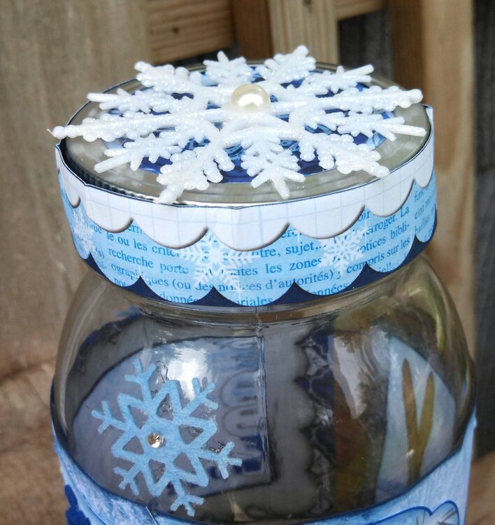 Winter Theme Altered Jar (lid)