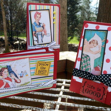 Set of 3 all occasion cards using vintage images.