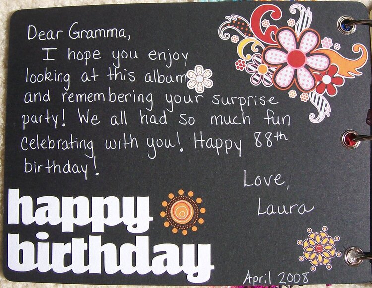 Gramma&#039;s Birthday Album - Inside Cover