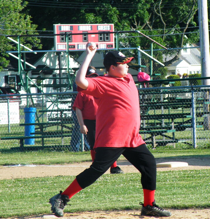 Drew pitching to my sister