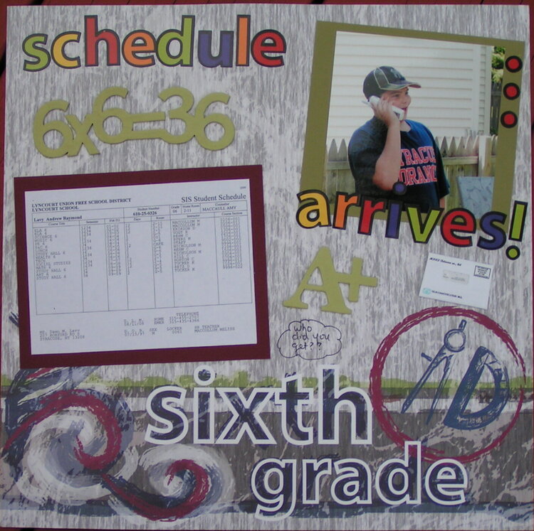 6th grade schedule arrives!!!!