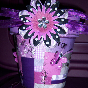 Purple/Black Mod Podge Pot