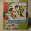 Angels and Snowman Precious Moments Christmas Card