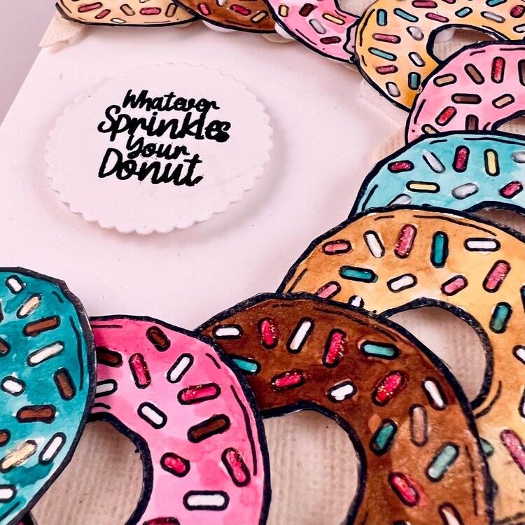 Whatever Sprinkles Your Donut - wreath card - January Brutus Monroe
