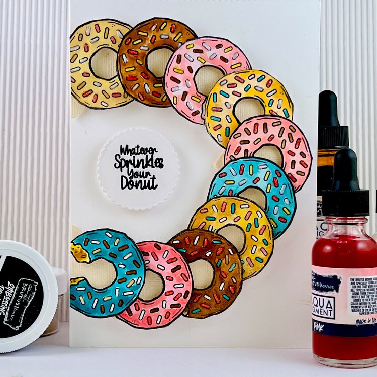 Whatever Sprinkles Your Donut - wreath card - January Brutus Monroe