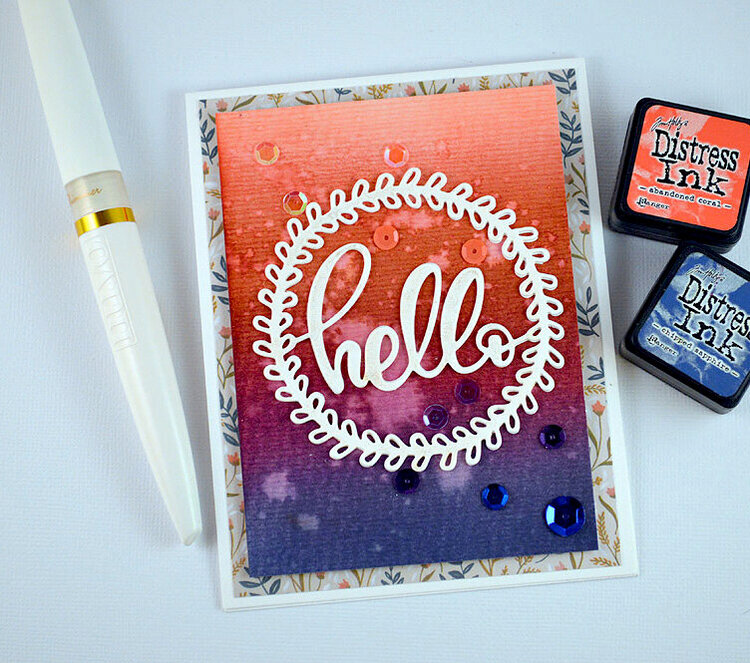 hello Card - Blended Distress Ink
