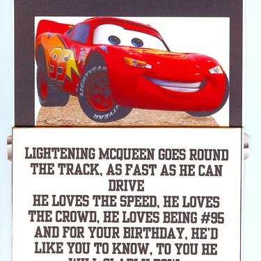 Cars birthday card inside