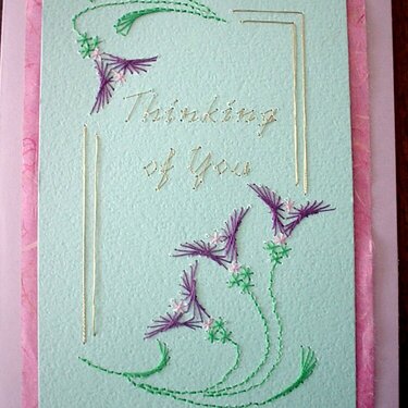 Thinking of You paper embroidery card