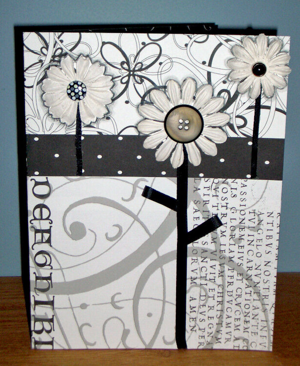 Black and White Flowers and Scrolls