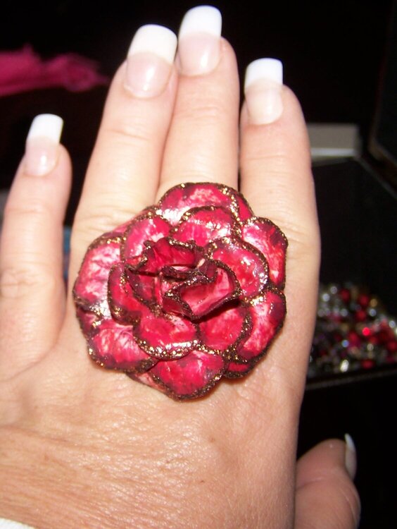 Paper Rose Ring-Red