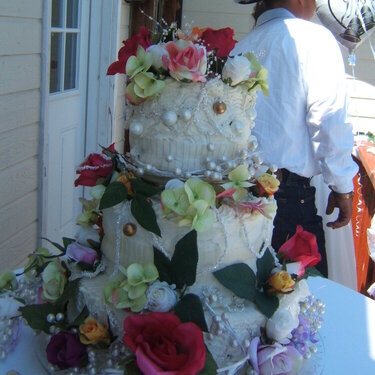 Tiff&#039;s wedding cake that her grandma made.