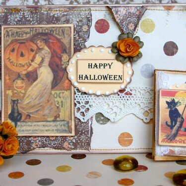 Vintage halloween card and chocolates