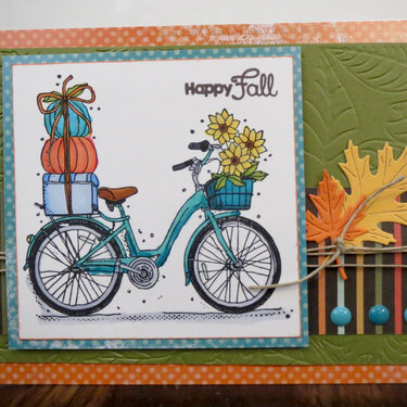 Happy Fall Bike Card - Orange and green