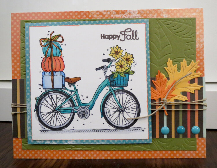 Happy Fall Bike Card - Orange and green