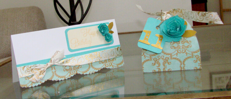 Golden Birthday card and gift box