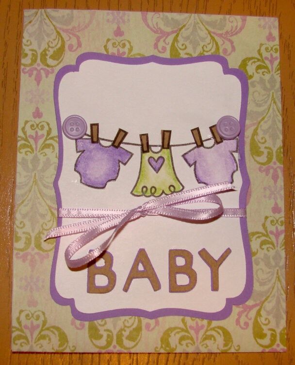 Purple and Green Baby Card for Friend