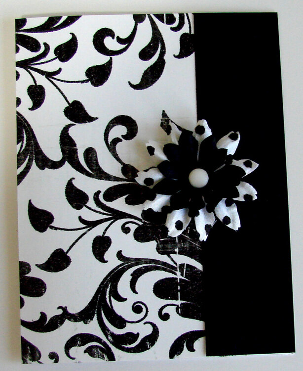 Black and White Card with flower