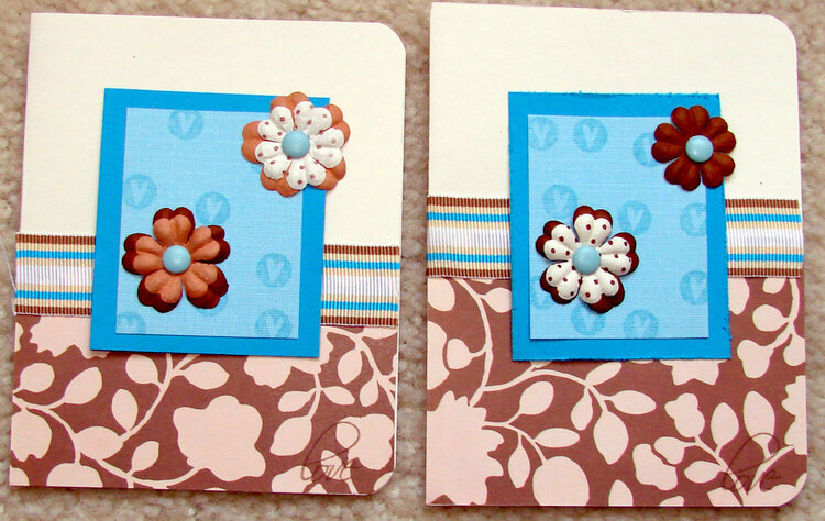 Blue and Brown Flower Cards for Operation Write Home