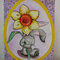 Easter card with purple flower background
