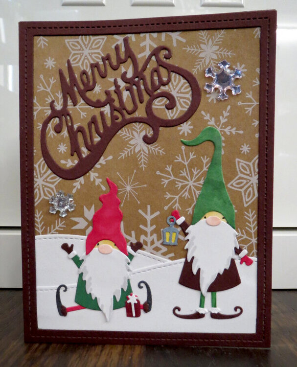 Christmas Card - Gnome - Maroon 2
