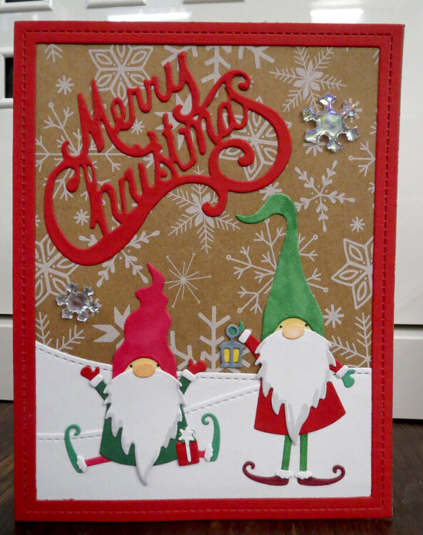 Christmas Card - Gnome - Red