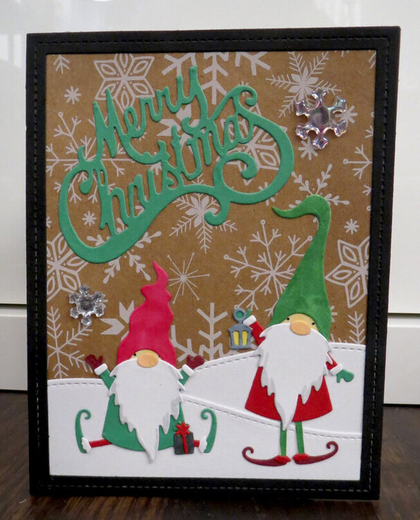 Christmas Card - Gnome - Black